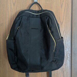 Kroser Laptop Backpack with Built in USB Port Large Black w/Gold Tone Hardware